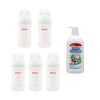 5 biberones pigeon softouch 240ml y limpiador liquido 700ml