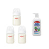 3 biberones pigeon softouch 160ml y limpiador liquido 700ml